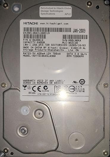 Накопитель, Б/у, Hitachi, HDD, 756 ГБ, 3.5", Для ПК at lalafo.kg Накопитель, Б/у, Hitachi, HDD, 756 ГБ, 3.5", Для ПК