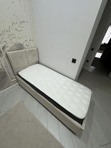 Односпальная кровать, Б/у, С мягким изголовьем, длина - 170 см at lalafo.kg Односпальная кровать, Б/у, С мягким изголовьем, длина - 170 см