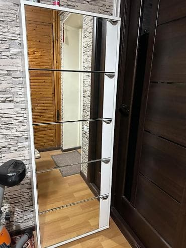 Зеркальный обувной шкаф-пенал с откидными секциями Askona. Состояние at lalafo.kg Зеркальный обувной шкаф-пенал с откидными секциями Askona. Состояние