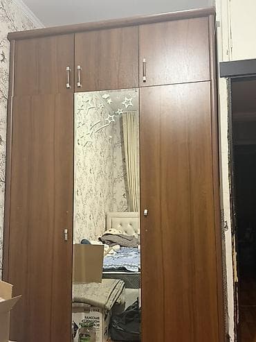 Шкаф-купе/распашной высокий с антресолью, корпус под древесину (теплый lalafo.kg да Шкаф-купе/распашной высокий с антресолью, корпус под древесину (теплый