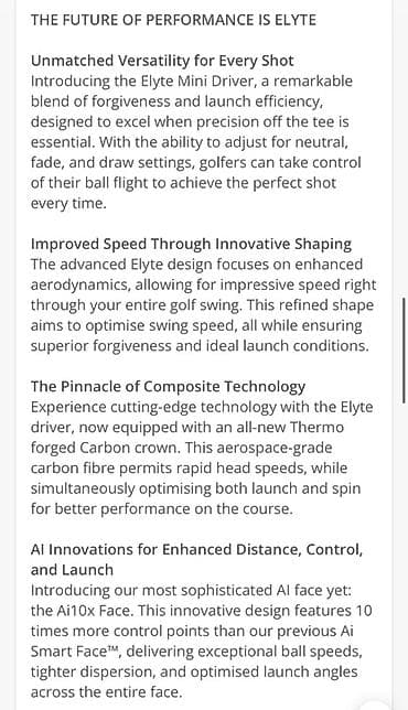 Callaway ELYTE Mini Driver (Graphite) Для гольфа. Компактный драйвер at lalafo.kg Callaway ELYTE Mini Driver (Graphite) Для гольфа. Компактный драйвер