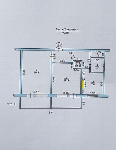 2 комнаты, 49 м², 105 серия, 3 этаж, Старый ремонт at lalafo.kg 2 комнаты, 49 м², 105 серия, 3 этаж, Старый ремонт