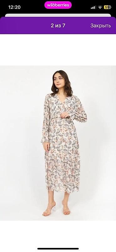 Платье миди с принтом «пейсли» и цветами. Новое. Размер от 48 до 52 at lalafo.kg Платье миди с принтом «пейсли» и цветами. Новое. Размер от 48 до 52