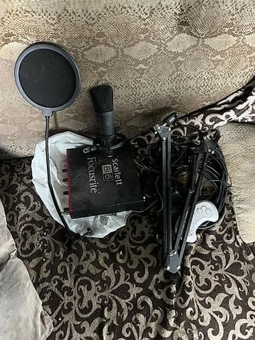 Инструментальные микрофоны: Студийный комплект для записи и стримов. Состав: - Аудиоинтерфейс at lalafo.kg — 4 Инструментальные микрофоны: Студийный комплект для записи и стримов. Состав: - Аудиоинтерфейс — 4