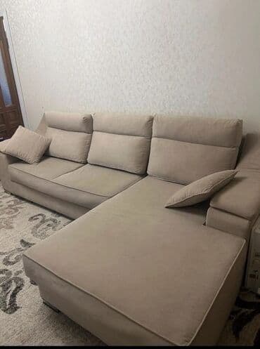 Угловой диван с оттоманкой, раскладной. Б/у - Конфигурация at lalafo.kg Угловой диван с оттоманкой, раскладной. Б/у - Конфигурация