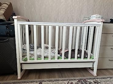 Детская кроватка-колыбель с маятниковым механизмом.ф - Цвет: белый с at lalafo.kg Детская кроватка-колыбель с маятниковым механизмом.ф - Цвет: белый с