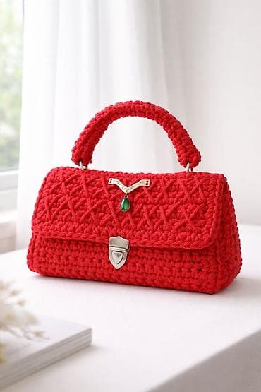 Вязаная сумка ручной работы - Материал: плотный трикотажный at lalafo.kg Вязаная сумка ручной работы - Материал: плотный трикотажный