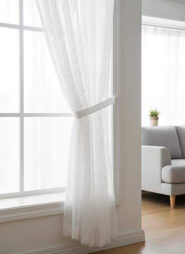 Белая тюль/готовая штора с вышивкой, абсолютно новая, двойная, можно at lalafo.kg Белая тюль/готовая штора с вышивкой, абсолютно новая, двойная, можно