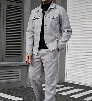 Мужской костюм из мягкого меланжевого трикотажа (серый) - Комплект at lalafo.kg Мужской костюм из мягкого меланжевого трикотажа (серый) - Комплект