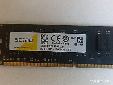 Оперативная память (RAM) для ПК, Б/у, WEIMU, 8 ГБ, DDR3 at lalafo.kg Оперативная память (RAM) для ПК, Б/у, WEIMU, 8 ГБ, DDR3