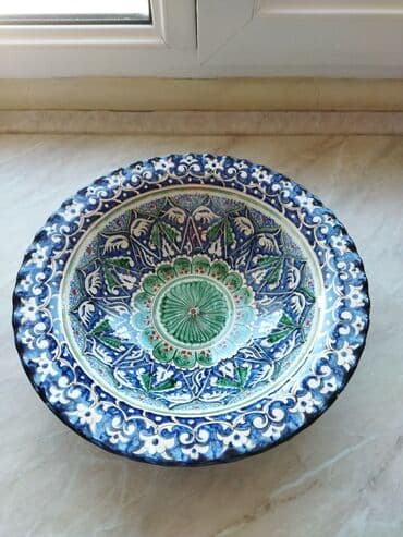 Риштанская голубая керамика авторская ручная работа! Чаша для фруктов at lalafo.kg Риштанская голубая керамика авторская ручная работа! Чаша для фруктов