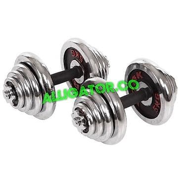 Пара хромированных гантелей 10/10 кг весом 5 кг каждая. Имеют наборные at lalafo.kg Пара хромированных гантелей 10/10 кг весом 5 кг каждая. Имеют наборные