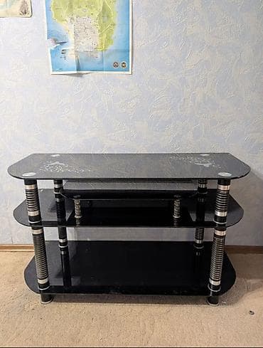 Тумба и подставка для телевизора, Б/у, Напольная, Стекло, цвет - Черный at lalafo.kg Тумба и подставка для телевизора, Б/у, Напольная, Стекло, цвет - Черный