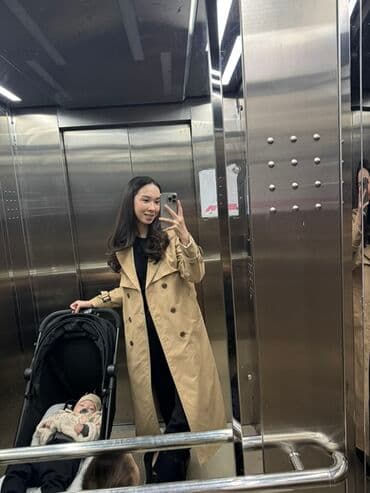 Бежевый женский тренч. - Классический двубортный крой - Длина – миди at lalafo.kg Бежевый женский тренч. - Классический двубортный крой - Длина – миди