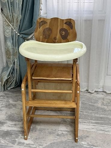 Детский трансформируемый стульчик для кормления из дерева с рисунком lalafo.kg да — 1 Детский трансформируемый стульчик для кормления из дерева с рисунком — 1