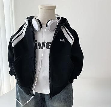 Детская спортивная толстовка на молнии с капюшоном. - Цвет: черный с at lalafo.kg Детская спортивная толстовка на молнии с капюшоном. - Цвет: черный с