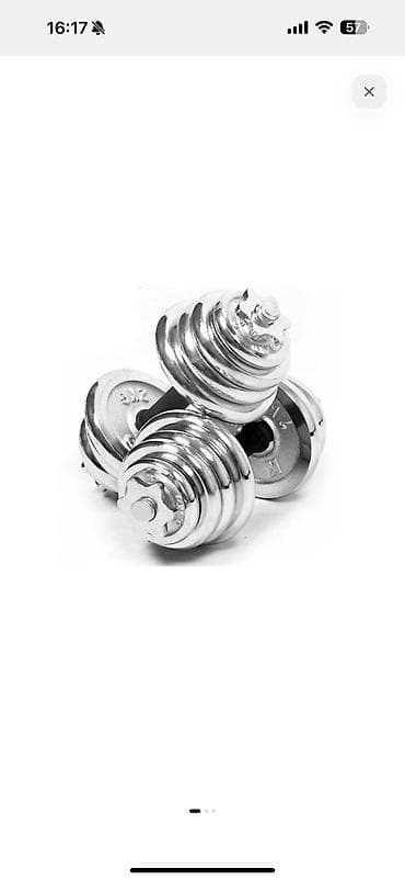 Гантели с хромированным покрытие 5=15кг пара разборные ***Вес одной lalafo.kg да — 1 Гантели с хромированным покрытие 5=15кг пара разборные ***Вес одной — 1