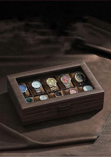 Шкатулки для часов: На 10 секций •Прозрачная крышка (орг стекло) lalafo.kg да Шкатулки для часов: На 10 секций •Прозрачная крышка (орг стекло)