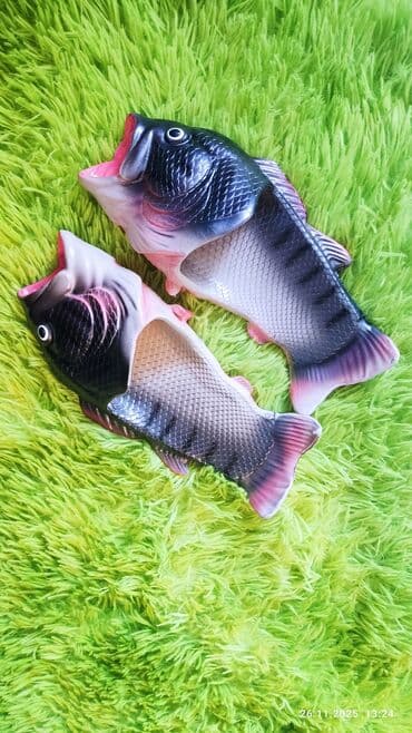 Шлепанцы в виде рыбы (пара). В наличии 3 пары. Новые. Лёгкие по весу at lalafo.kg Шлепанцы в виде рыбы (пара). В наличии 3 пары. Новые. Лёгкие по весу