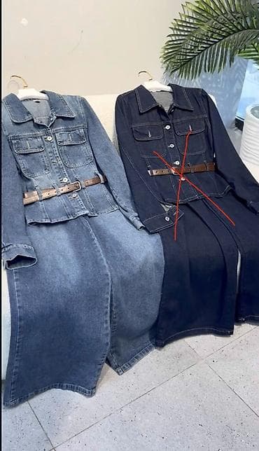 Повседневное платье, Длинная модель, Джинс, Платье-рубашка, S, M at lalafo.kg Повседневное платье, Длинная модель, Джинс, Платье-рубашка, S, M