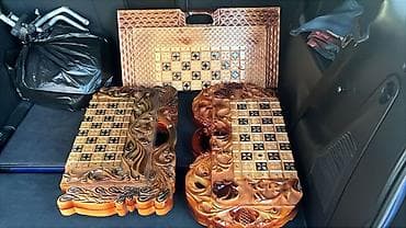 Набор резных досок для настольных игр: шахматы/шашки/нарды at lalafo.kg Набор резных досок для настольных игр: шахматы/шашки/нарды