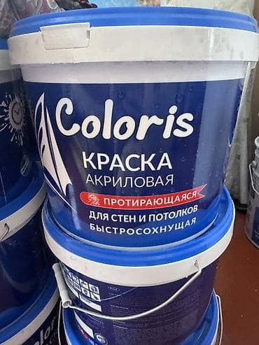 Акриловая краска, Coloris, Для стены, цвет - Белый, 14 кг, Текстурная, Протирающаяся at lalafo.kg Акриловая краска, Coloris, Для стены, цвет - Белый, 14 кг, Текстурная, Протирающаяся