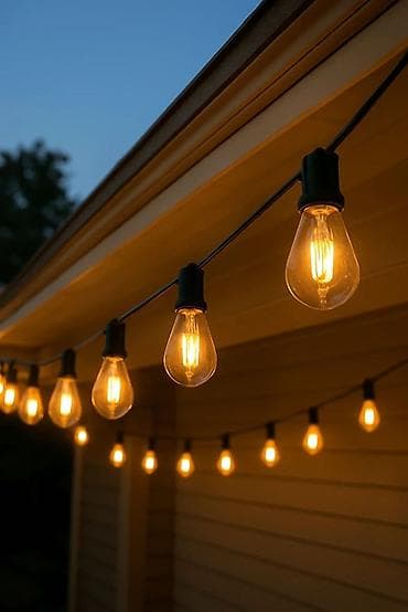 Уличная гирлянда-ретро с лампами Эдисона (теплый белый свет) - Тип at lalafo.kg Уличная гирлянда-ретро с лампами Эдисона (теплый белый свет) - Тип