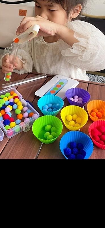 Набор развивающих игр для детей: 1) Сенсорный комплект “Помпоны и at lalafo.kg Набор развивающих игр для детей: 1) Сенсорный комплект “Помпоны и