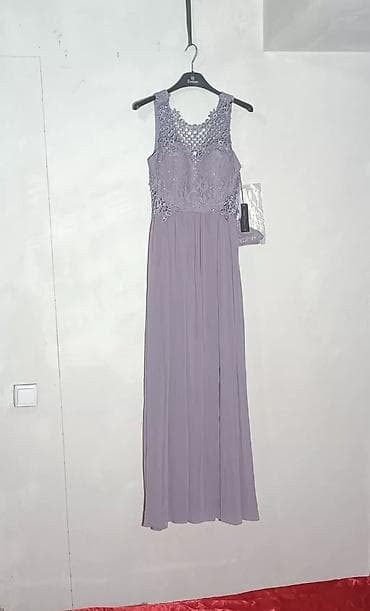 Сиреневое новое 44-46-48 р. Гипюр с камнями по груди с разрезом на at lalafo.kg Сиреневое новое 44-46-48 р. Гипюр с камнями по груди с разрезом на