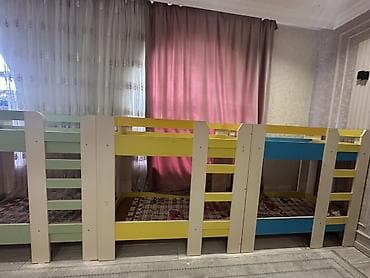 Двухъярусная детская кровать, ЛДСП, цвет - Желтый at lalafo.kg Двухъярусная детская кровать, ЛДСП, цвет - Желтый