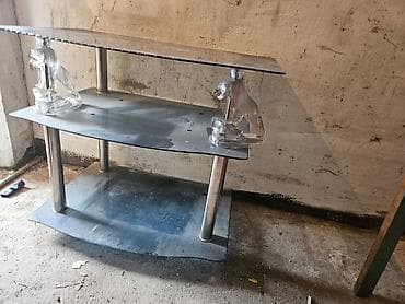 Тумба и подставка для телевизора, Напольная, Стекло, цвет - Серый at lalafo.kg Тумба и подставка для телевизора, Напольная, Стекло, цвет - Серый