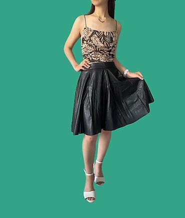 Юбка, Модель юбки: Плиссе, Миди, Натуральная кожа, Высокая талия at lalafo.kg Юбка, Модель юбки: Плиссе, Миди, Натуральная кожа, Высокая талия