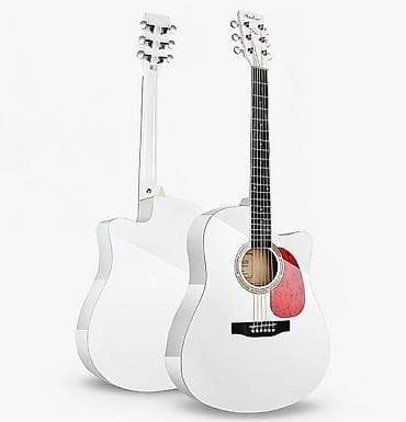Акустическая гитара с комплектом. Цвет - белый. Размер 40. В хорошем at lalafo.kg Акустическая гитара с комплектом. Цвет - белый. Размер 40. В хорошем