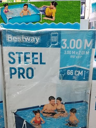 Bestway Steel Pro — каркасный прямоугольный бассейн для дачи и сада at lalafo.kg Bestway Steel Pro — каркасный прямоугольный бассейн для дачи и сада