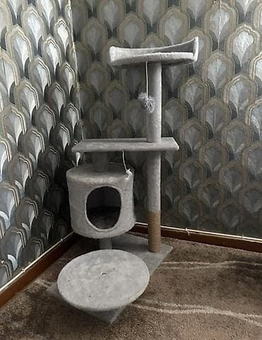 Игровой комплекс для кошек, многоуровневый, серый. - Материал: мягкий at lalafo.kg Игровой комплекс для кошек, многоуровневый, серый. - Материал: мягкий