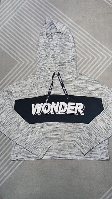 Толстовка, Оверсайз, Укороченная модель, С надписью, Б/у, S at lalafo.kg Толстовка, Оверсайз, Укороченная модель, С надписью, Б/у, S