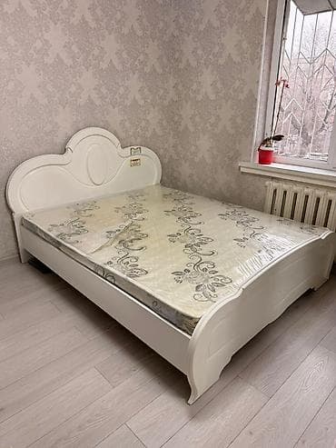 Двуспальная кровать, С матрасом, длина - 200 см at lalafo.kg Двуспальная кровать, С матрасом, длина - 200 см