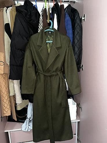 Пальто женское, классический крой - Цвет: темно‑оливковый/хакки - at lalafo.kg Пальто женское, классический крой - Цвет: темно‑оливковый/хакки -