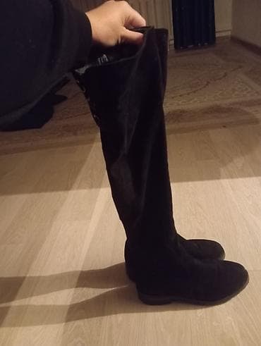 Высокие женские сапоги-ботфорты, черные. - Материал верха at lalafo.kg — 2 Высокие женские сапоги-ботфорты, черные. - Материал верха — 2