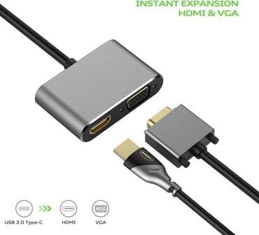 Адаптер MULTIPORT «2-в-1» Type C - HDMI/VGA Silver at lalafo.kg Адаптер MULTIPORT «2-в-1» Type C - HDMI/VGA Silver