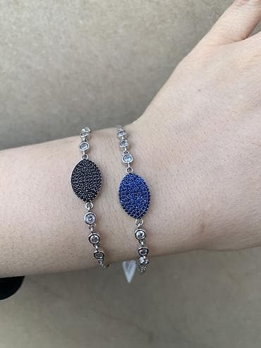 Күмүш сөйкөлөр: Браслеты с овальными подвесками из микро-камней из Серебра 925. - lalafo.kg да — 1 Күмүш сөйкөлөр: Браслеты с овальными подвесками из микро-камней из Серебра 925. - — 1