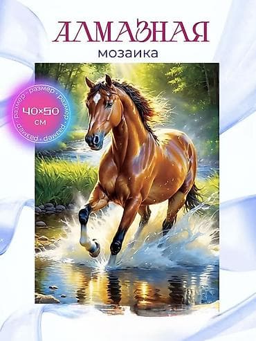 Алмазная мозаика «Лошадь в ручье», размер 40×50 см. - Сюжет: резвая at lalafo.kg Алмазная мозаика «Лошадь в ручье», размер 40×50 см. - Сюжет: резвая