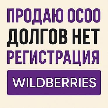 Продам готовый ОсОО + аккаунт Wildberries Продаю ОсОО без долгов и at lalafo.kg Продам готовый ОсОО + аккаунт Wildberries Продаю ОсОО без долгов и