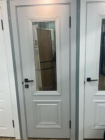 Межкомнатная дверь с остеклением и фигурными филёнками - Материал lalafo.kg да Межкомнатная дверь с остеклением и фигурными филёнками - Материал