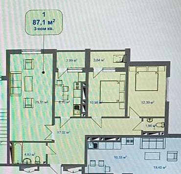 3 комнаты, 87 м², Элитка, 10 этаж at lalafo.kg 3 комнаты, 87 м², Элитка, 10 этаж