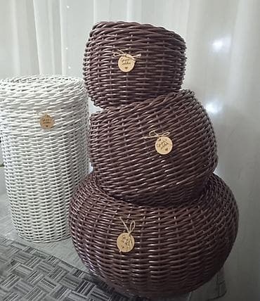 Плетёные кашпо для растений - Форма: округлые «тыквенные» кашпо и at lalafo.kg Плетёные кашпо для растений - Форма: округлые «тыквенные» кашпо и