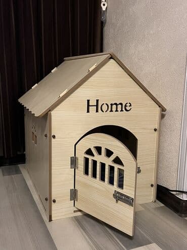 Домик для питомца из дерева - Материал: фанера/дерево светлого тона с at lalafo.kg Домик для питомца из дерева - Материал: фанера/дерево светлого тона с