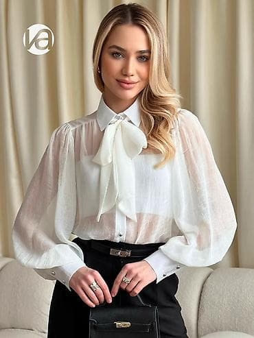 Блузка, Классическая модель, Шифон, Однотонный, Прозрачная модель at lalafo.kg Блузка, Классическая модель, Шифон, Однотонный, Прозрачная модель