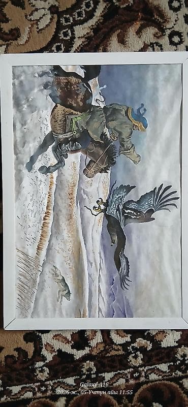 Картина «Охота с беркутом» в раме - Жанр/сюжет: сцена зимней охоты at lalafo.kg Картина «Охота с беркутом» в раме - Жанр/сюжет: сцена зимней охоты