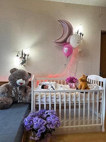 Манеж-кровать, Б/у, С комодом, Дерево at lalafo.kg Манеж-кровать, Б/у, С комодом, Дерево
